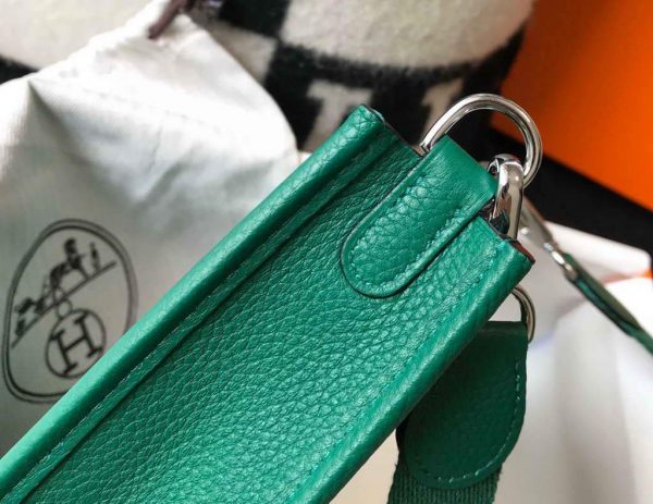 Replica Hermes Evelyne Bag Hermes Mini Crossbody Bag 20404 Silver Buckle Dark Green