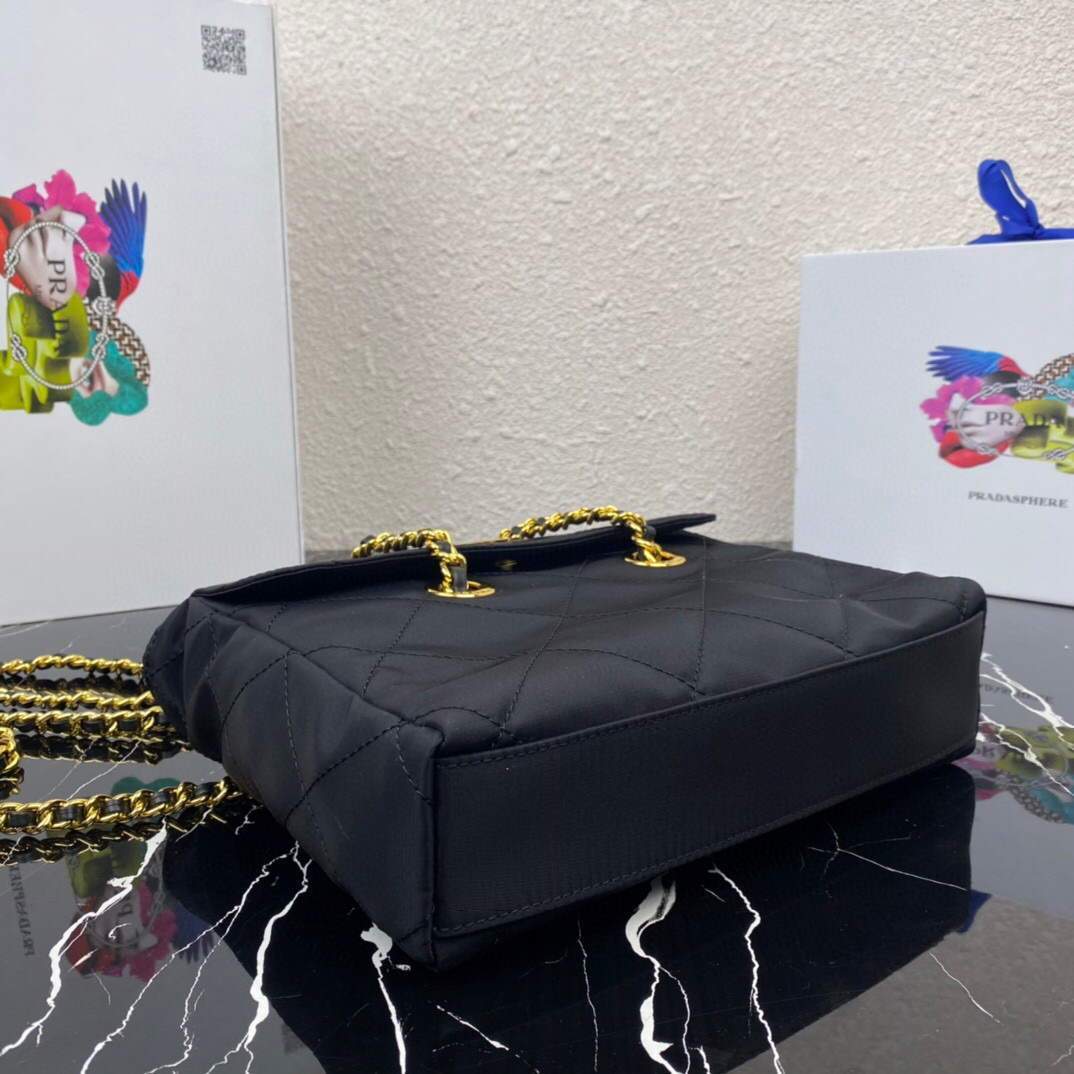 Replica Prada Nylon Vintage Chain Stray Bag 1BD620 Black