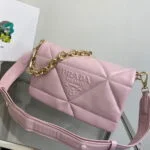 Replica Prada Padded nappa leather shoulder bag 1BD306 Pink
