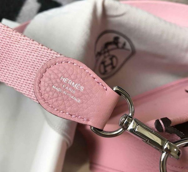 Replica Hermes Evelyne Bag Hermes Mini Crossbody Bag 20407 Silver Buckle Pink