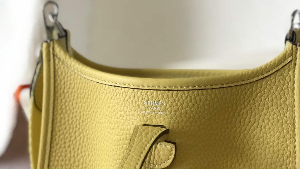 Replica Hermes Evelyne Bag Designer Hermes Mini Crossbody Real Bag 20434 Light Yellow