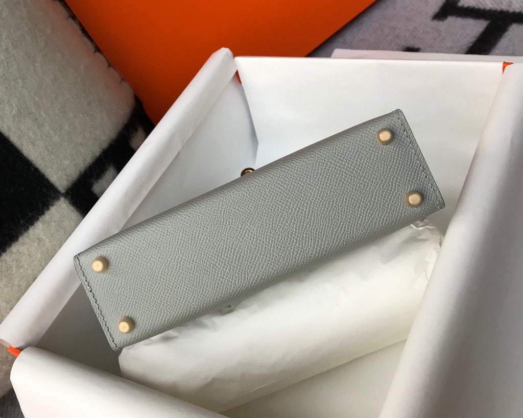 Replica Hermes Kelly Bag Hermes 19CM Epsom Shoulder Mini Bag Light gray 20460