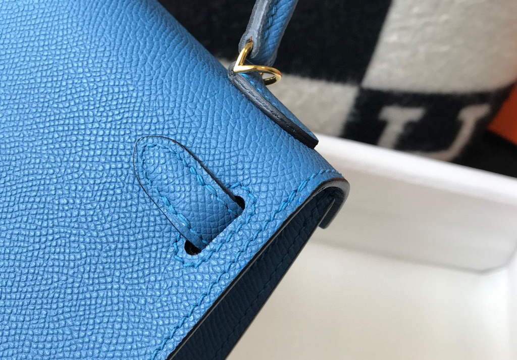 Replica Hermes Kelly Bag Hermes 19CM Epsom Shoulder Mini Bag Blue 20476