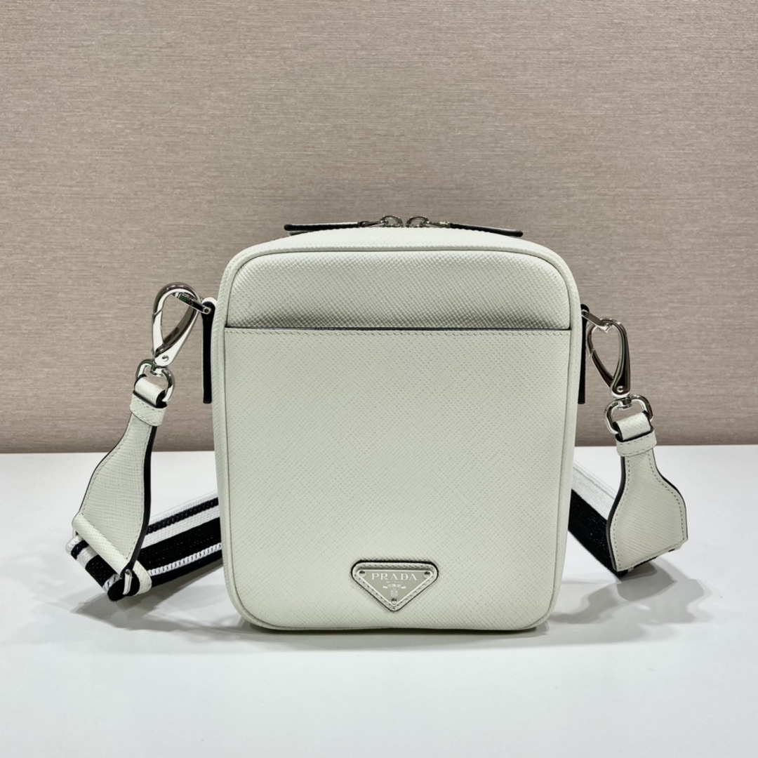 Replica Prada 2VH154 Saffiano leather shoulder bag White