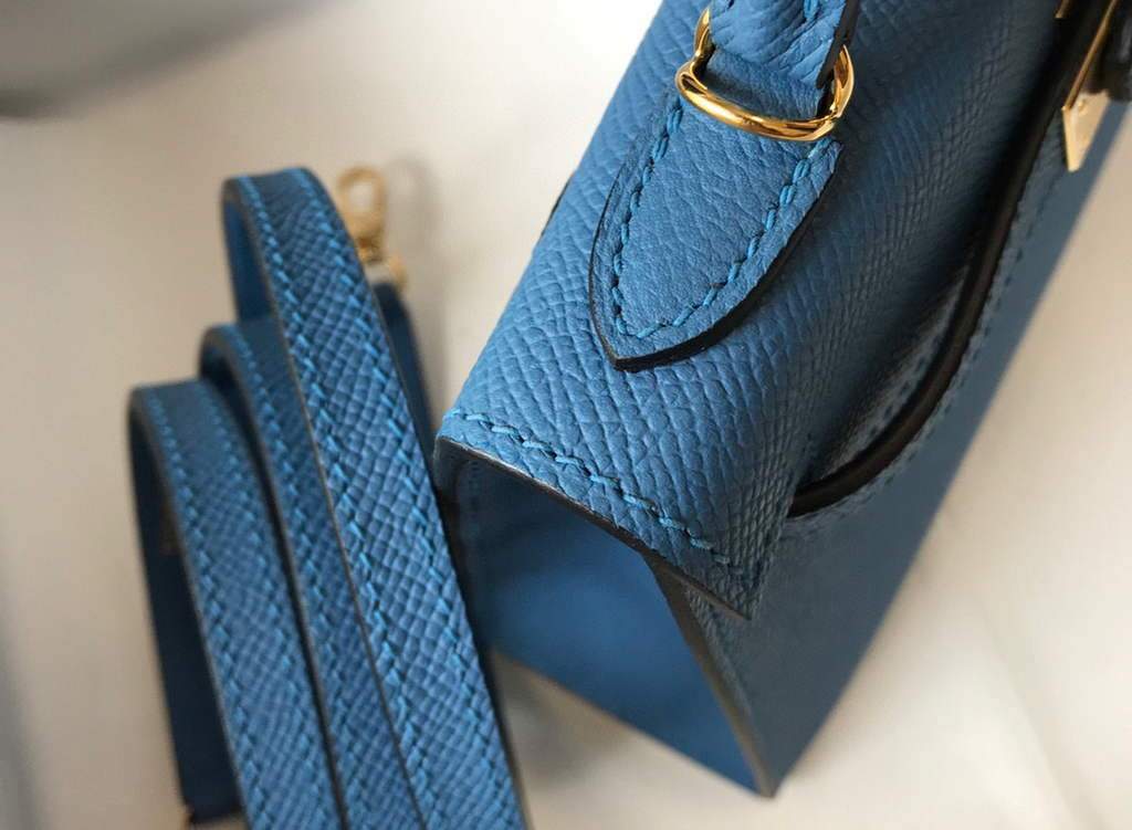 Replica Hermes Kelly Bag Hermes 19CM Epsom Shoulder Mini Bag Blue 20476