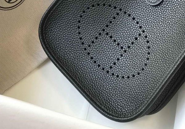 Replica Hermes Evelyne Bag Hermes Mini Crossbody Bag 20398 Silver Buckle Black