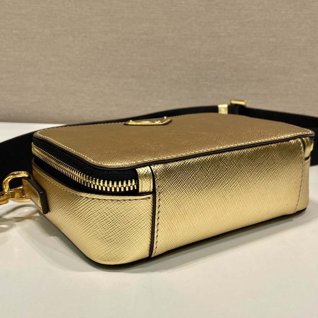 Replica Prada 2VH070 Saffiano Gold leather Prada Brique bag
