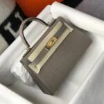 Replica Hermes Kelly Bag Hermes 19CM Epsom Shoulder Mini Bag Gray 20468