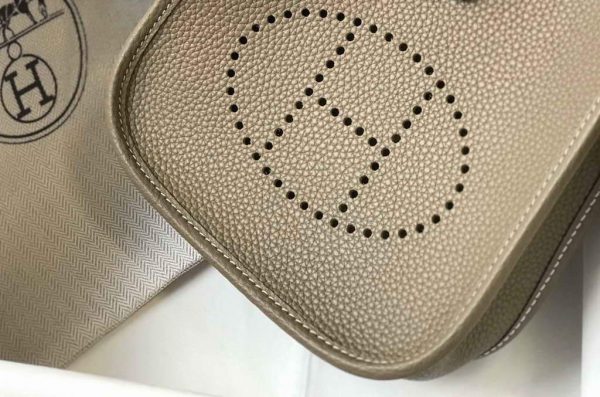 Replica Hermes Evelyne Bag Hermes Mini Crossbody Bag 20400 Silver Buckle Dark Gray