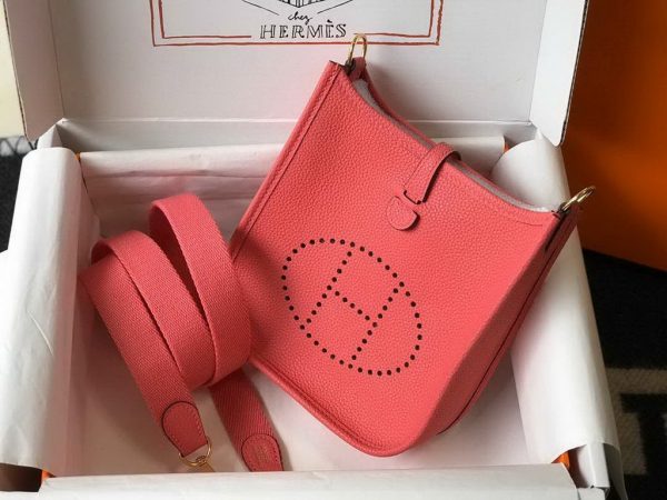 Replica Hermes Evelyne Bag Designer Hermes Mini Crossbody Bag 20397 Gold Buckle Red