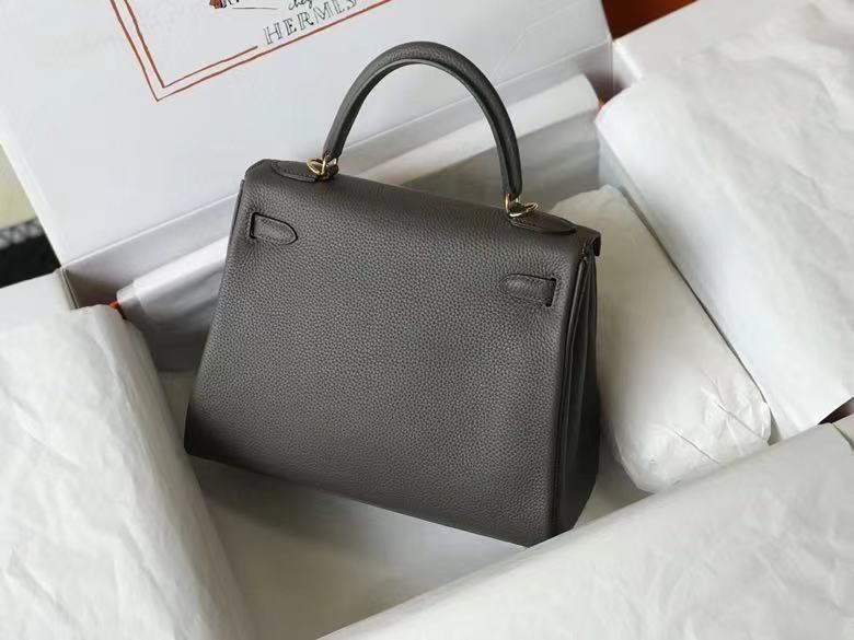 Replica Hermes Kelly Danse 28cm of Togo Leather Bag 20339 Pewter Grey