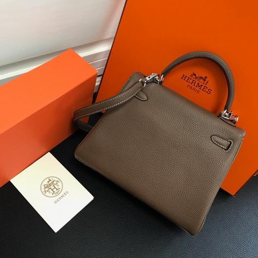 Replica Hermes Kelly Danse 20317 Designer Tote Shoulder Strap Bag Dark Gray