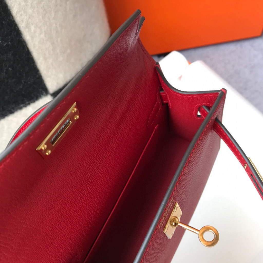 Replica Hermes Kelly Bag Hermes 19CM Epsom Shoulder Mini Bag Red 20465