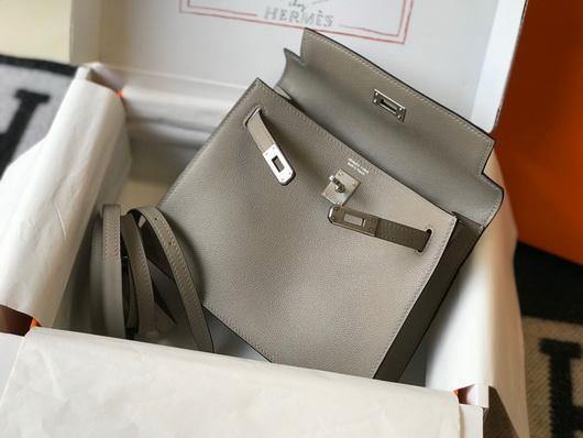 Replica Hermes Kelly Danse 22cm Leather Bag 20356 Gray