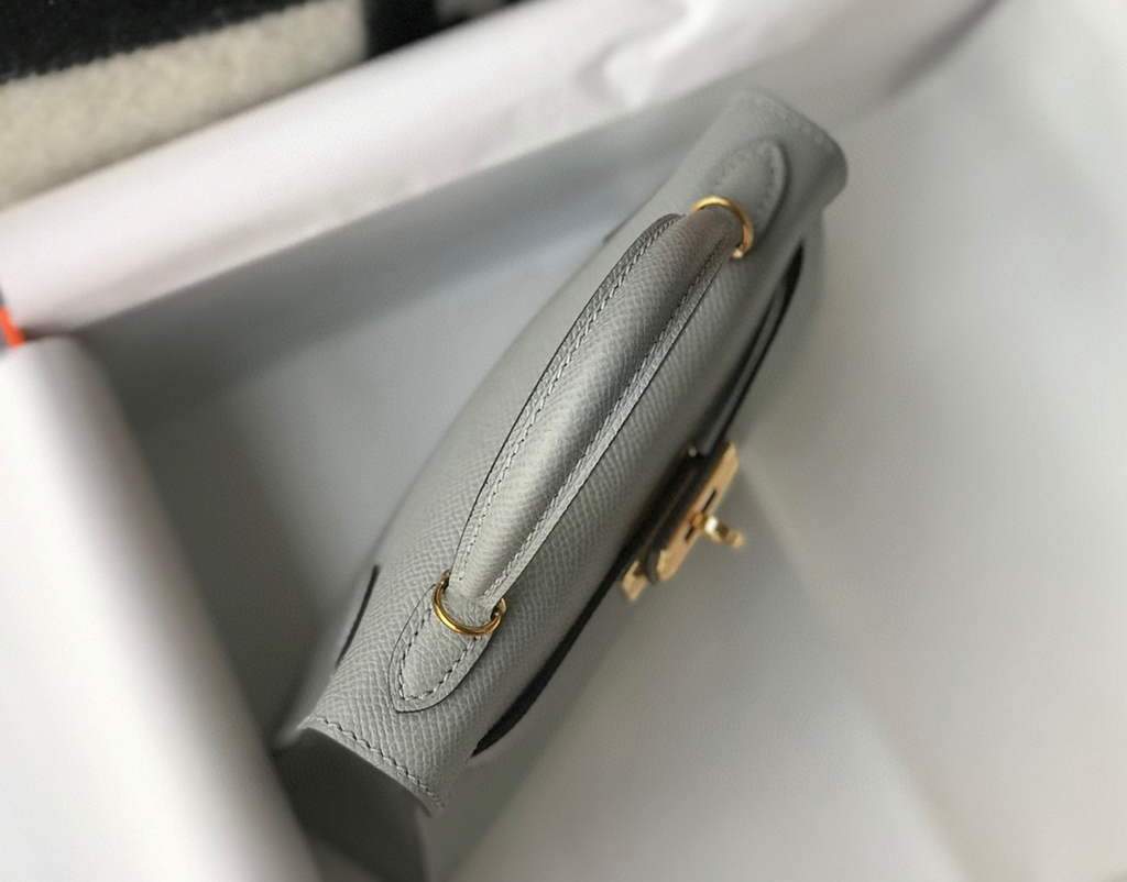 Replica Hermes Kelly Bag Hermes 19CM Epsom Shoulder Mini Bag Light gray 20460