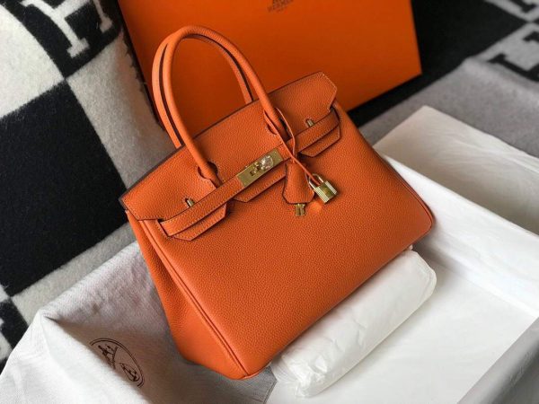Replica Hermes Birkin Designer Tote Bag Togo Leather 28342 Orange