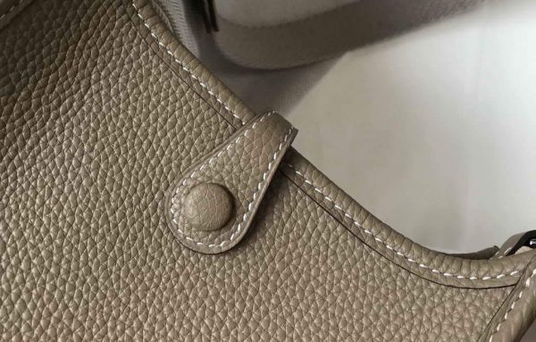 Replica Hermes Evelyne Bag Hermes Mini Crossbody Bag 20403 Silver Buckle Kakhi
