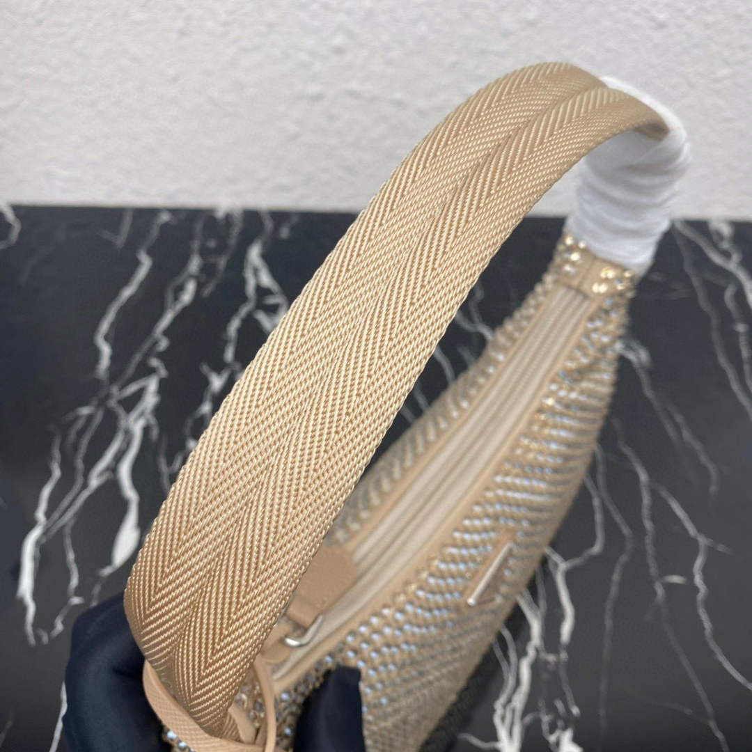 Replica Prada 1NE515 Satin mini-bag with artificial crystals apricot