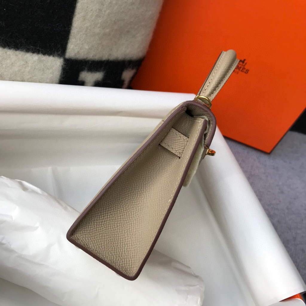 Replica Hermes Kelly Bag Hermes 19CM Epsom Shoulder Mini Bag Apricot 20466