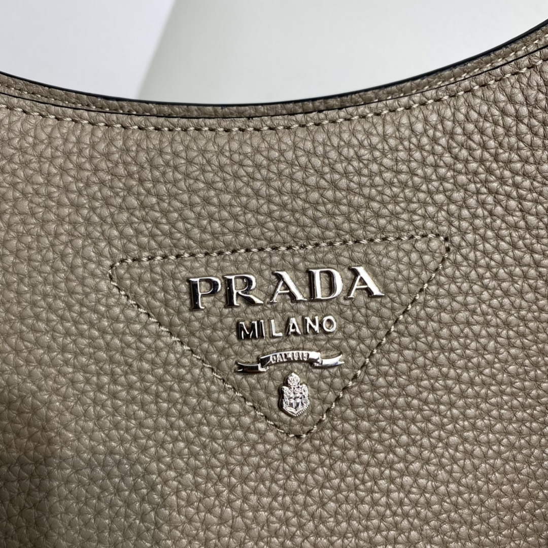 Replica Prada Leather hobo bag 1BC073 Clay Gray