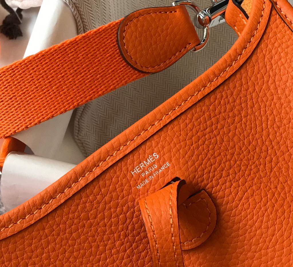 Replica Hermes Evelyne Bag Designer Hermes Mini Crossbody Real Bag 20428 Orange