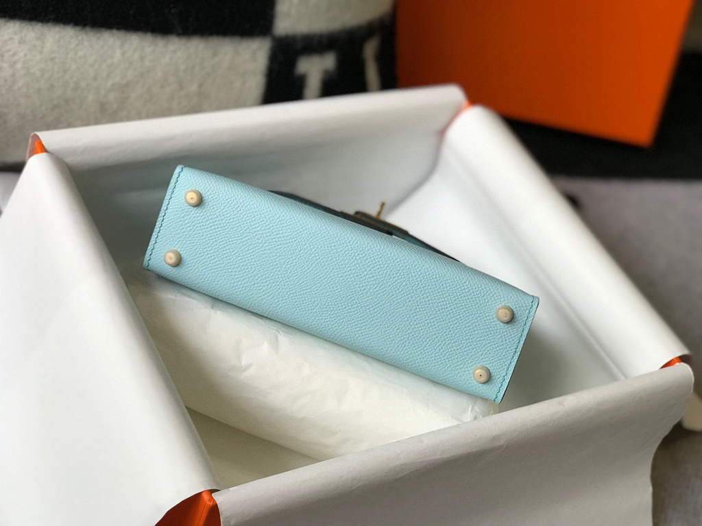 Replica Hermes Kelly Bag Hermes 19CM Epsom Shoulder Mini Bag Light blue 20473