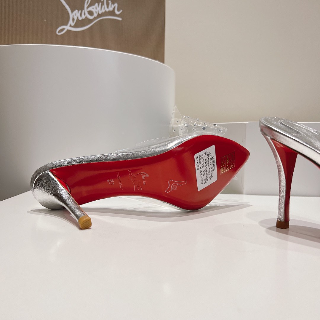 Christian Louboutin-Transparent bow high-heeled sandals