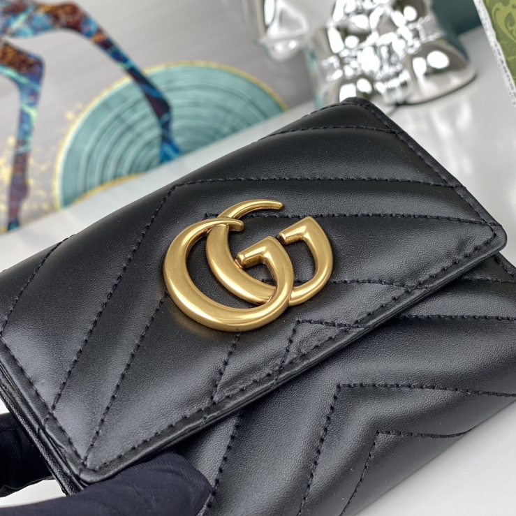 GUCCI - GG Marmont Quilted Leather Short Folding Wallet