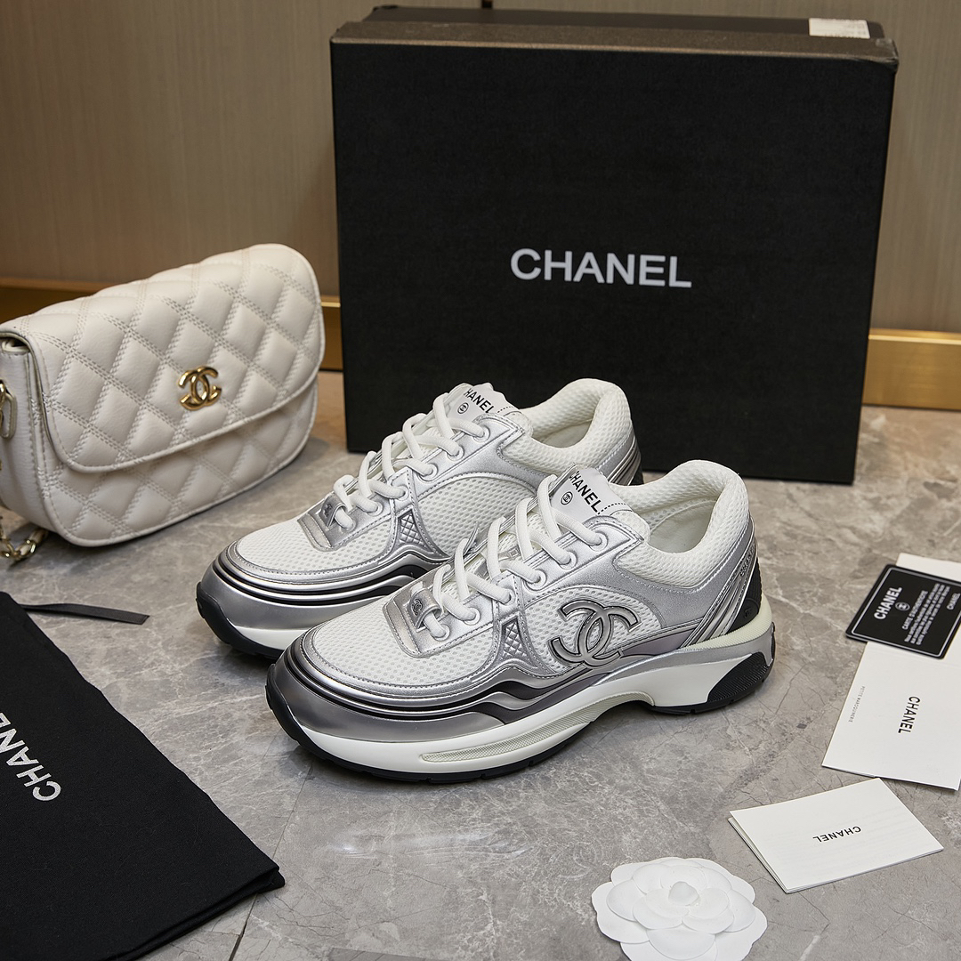 Chanel-Top casual silver white Sports Shoes