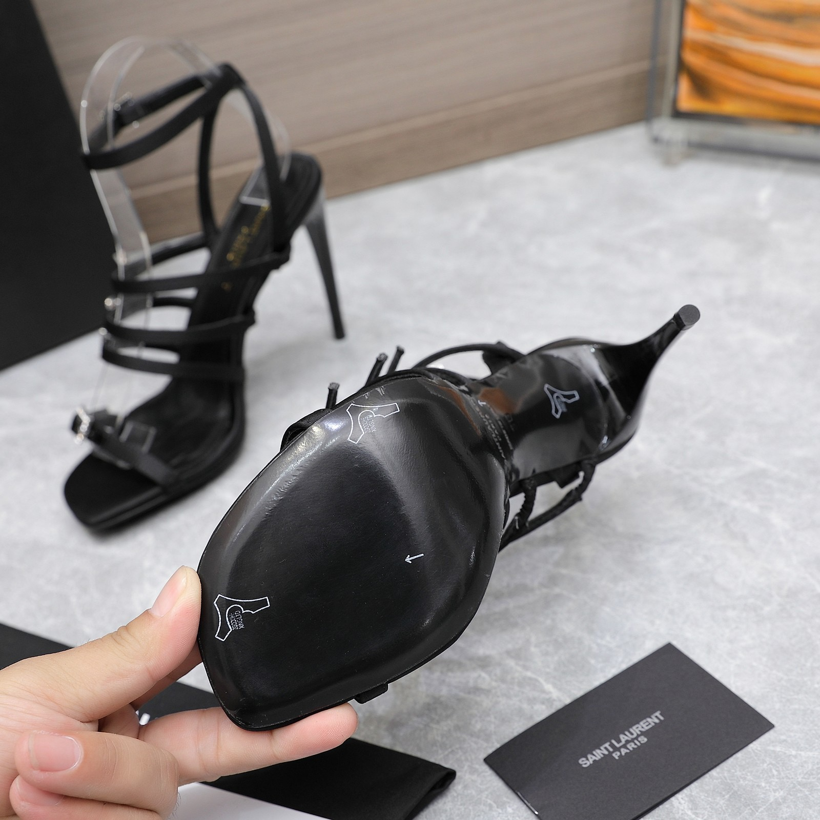 YSL-Diamond Buckle High Heeled Sandals