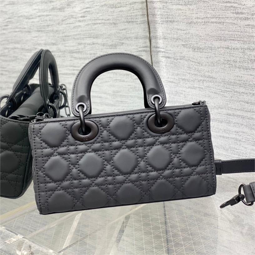 Dior-Lady horizontal version of Princess Diana frosted black bag