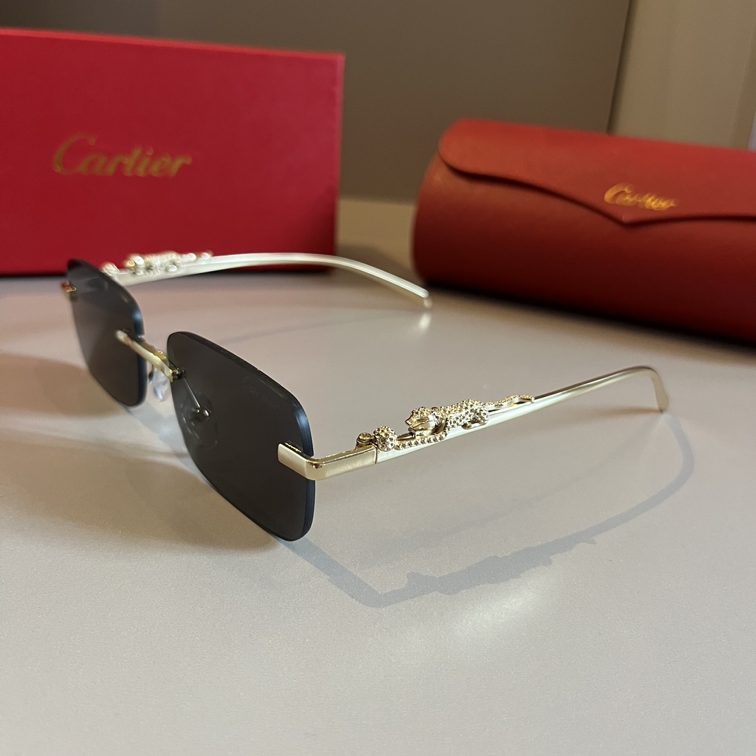 Cartier-metal frameless precious sunglasses