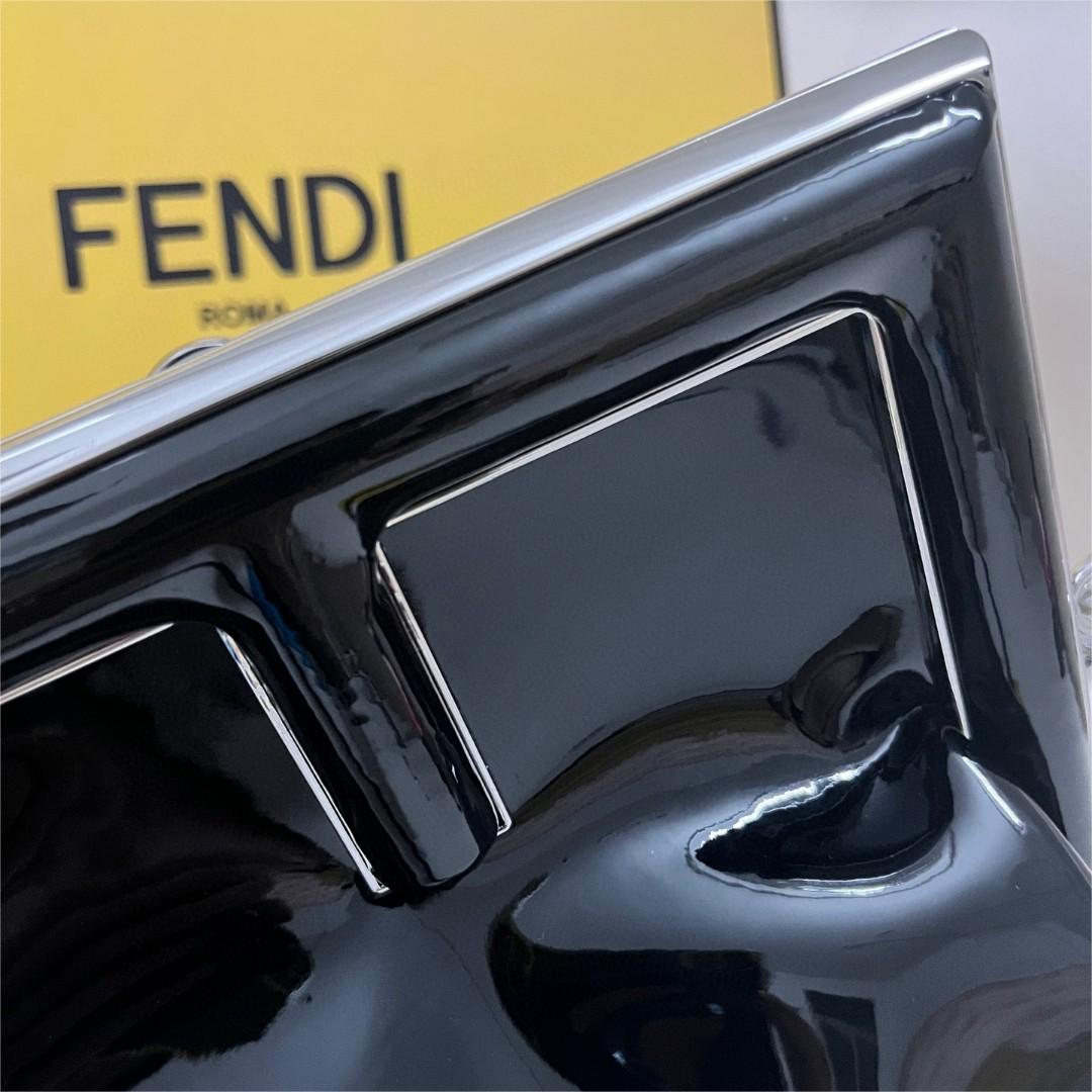FENDI-Black patent leather handbag