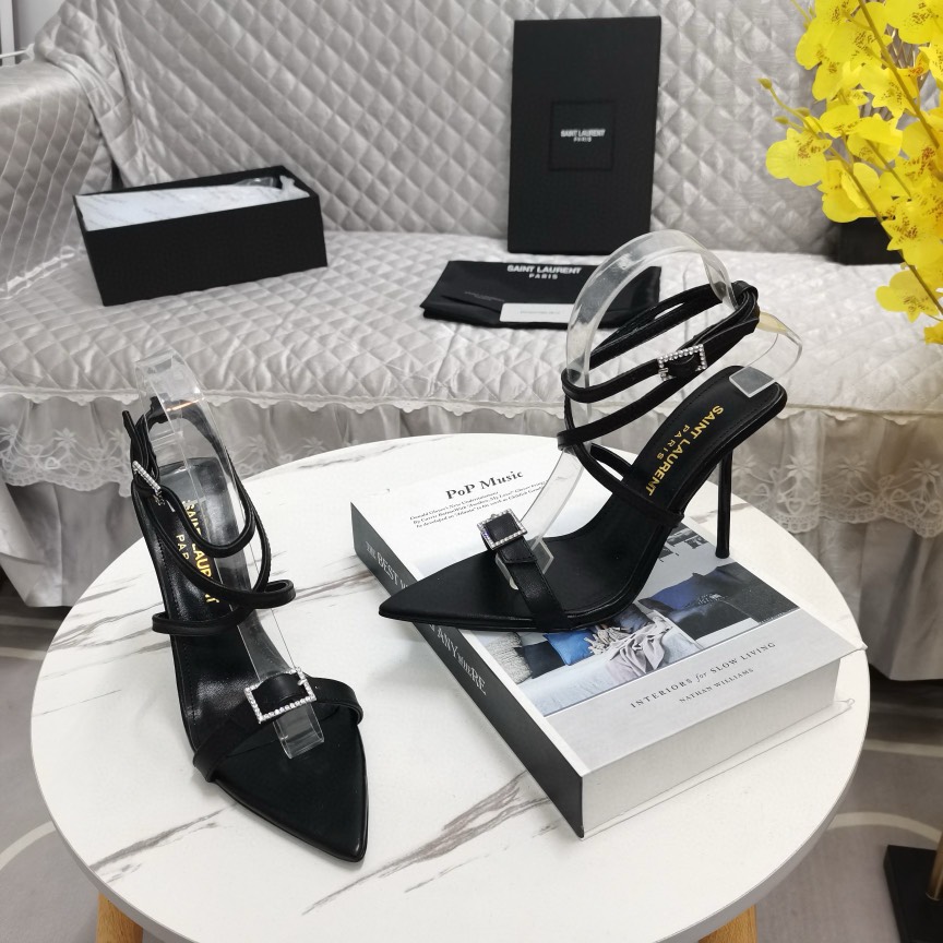 YSL-New rhinestone buckle sandals