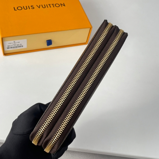 LV-Old flower double zipper ziy large wallet