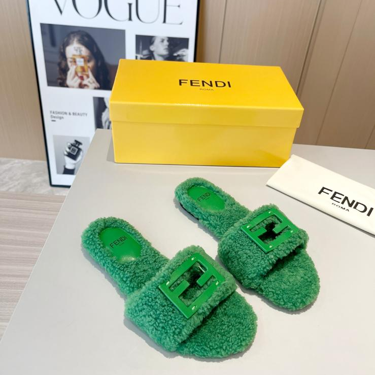 Fendi-Sheep Curly Hair Slippers