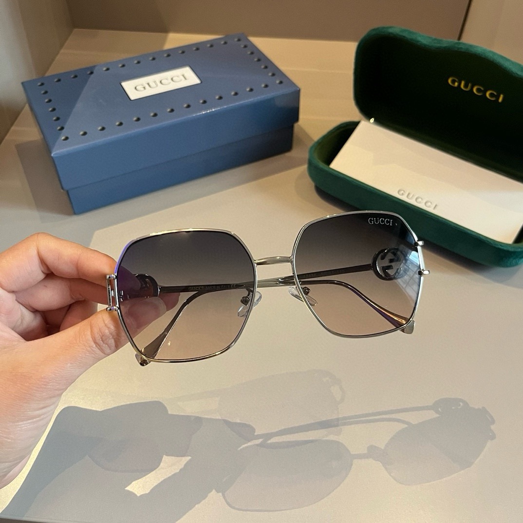 Gucci-unisex round frame fashionable sunglasses
