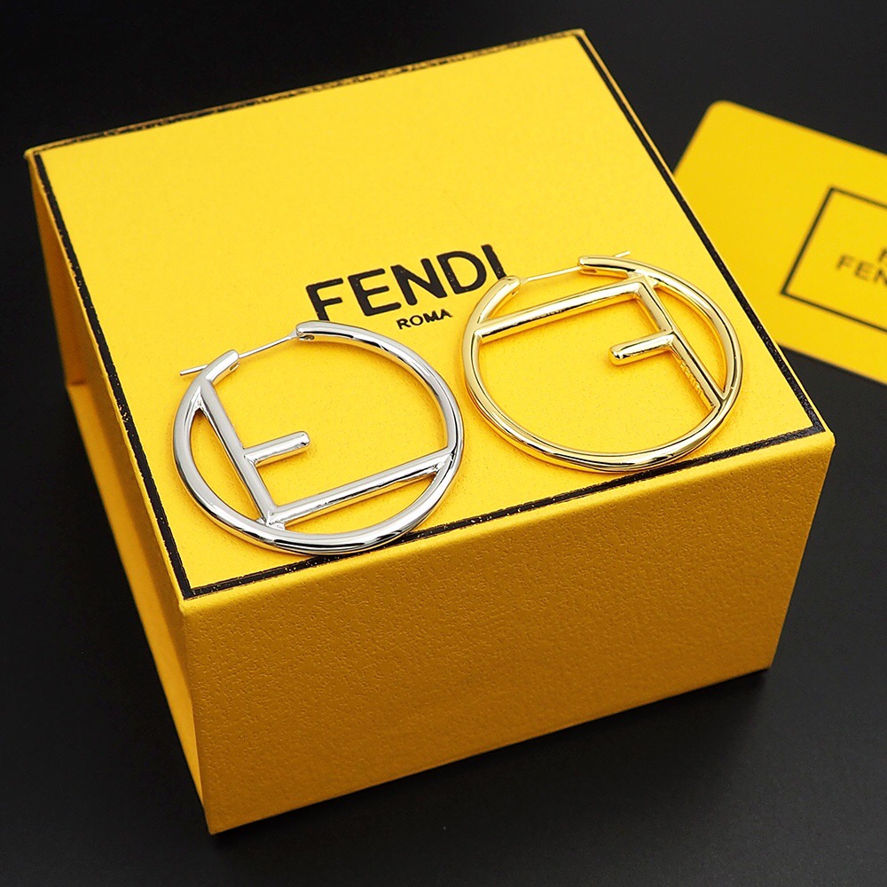 FENDI-Two tone earrings with large circle letters