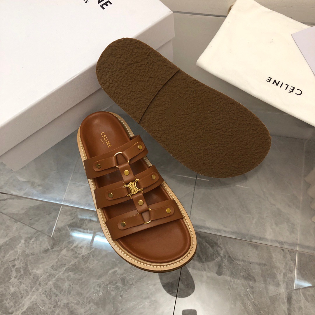 Celine-Material Material Logo Slippers