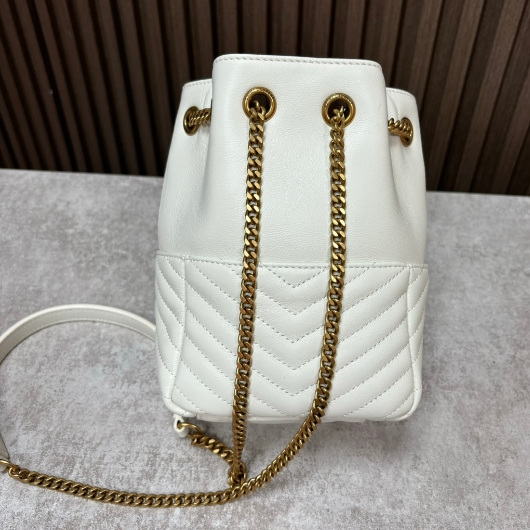 YSL-Sheepskin Platinum Mini Bucket Bag