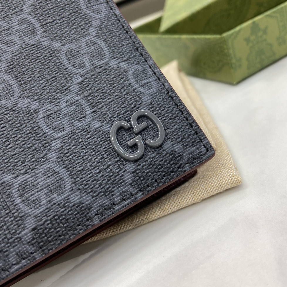 GUCCI- Canvas Black and Bordeaux Red Wallet