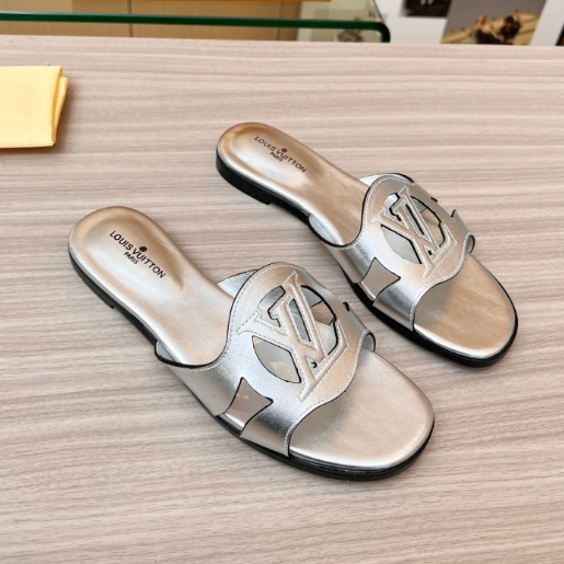 LV-Cowhide Hollow Slippers