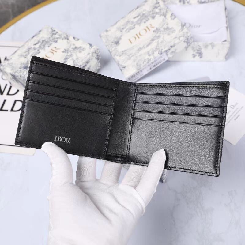 Dior-Oblique printed double fold wallet