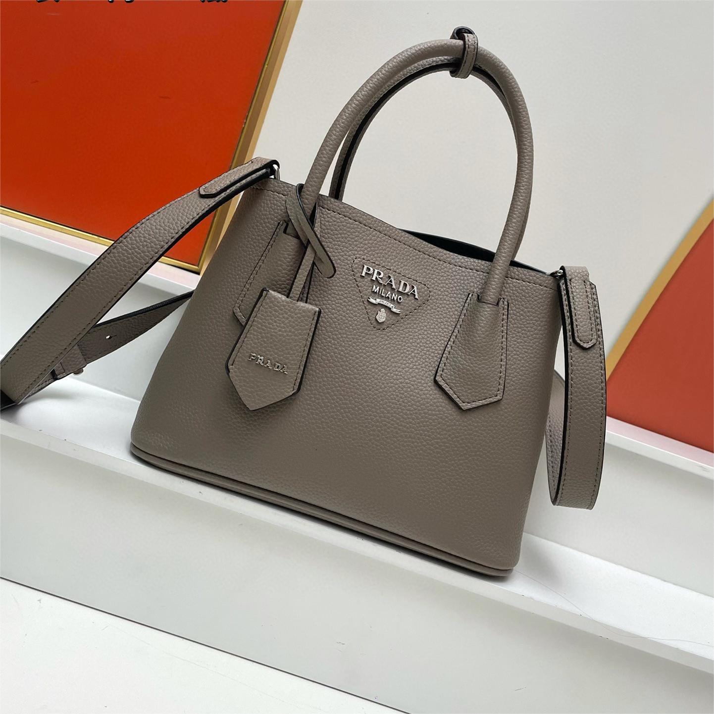 Prada-Litchi pattern double handbag