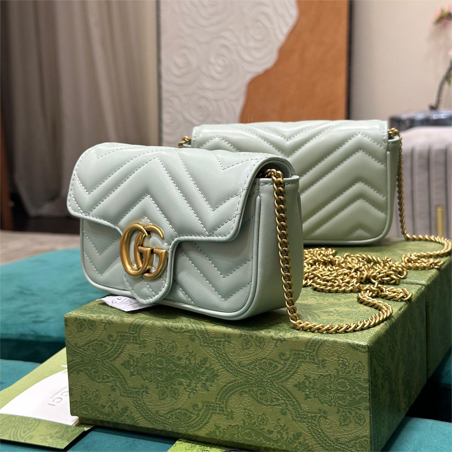 GUCCI-Marmont series Ultra Mini light green handbag