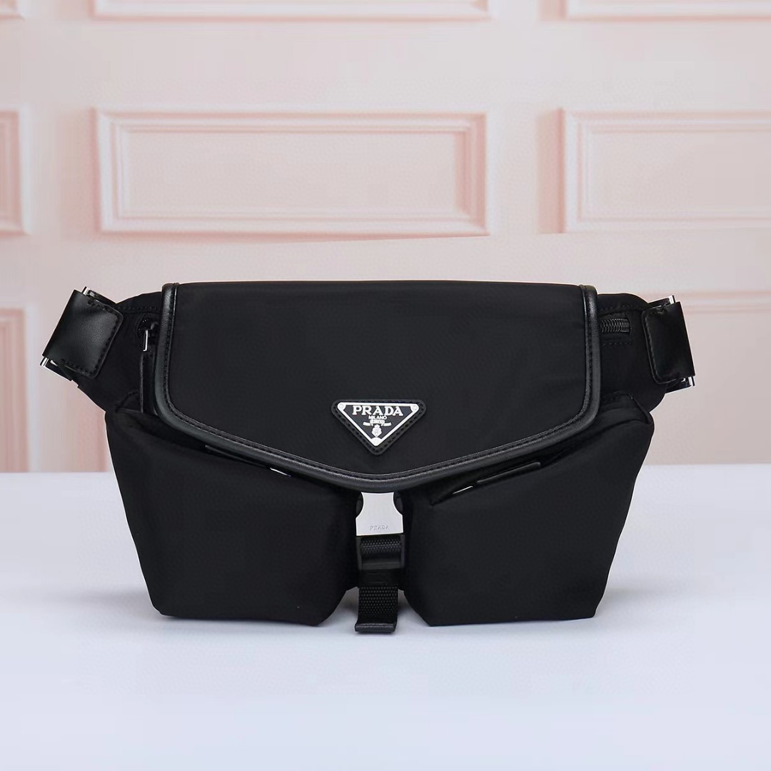 Prada-Geometric lines and re lon shoulder bag