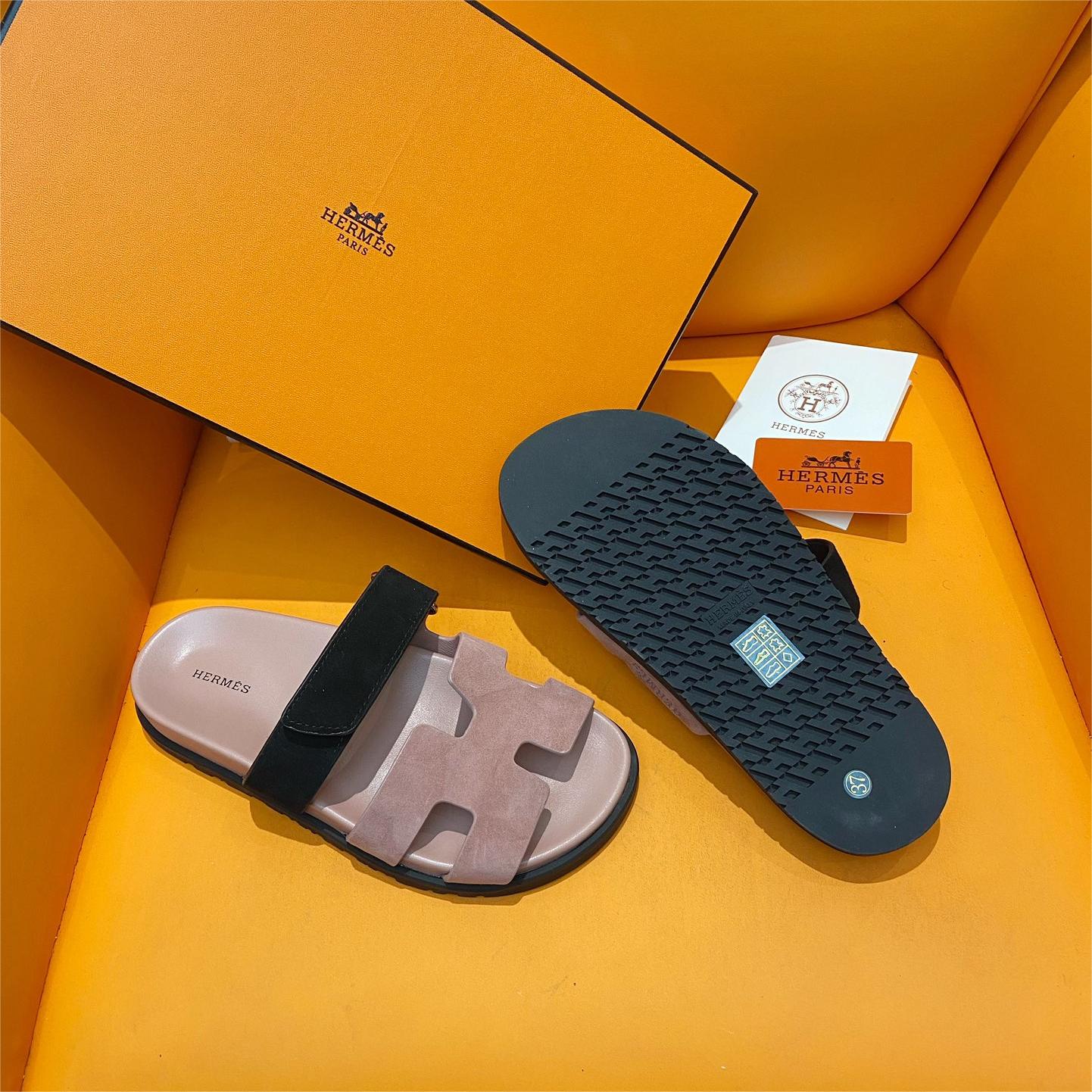 Hermers-H shaped Velcro Flat Sandals