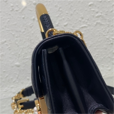 DIOR-Ange Sheepskin Metal Hand Chain Rattan Plaid Mini Style bag