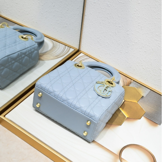 Dior-Four Grid Sheepskin Enamel Buckle Daifei bag