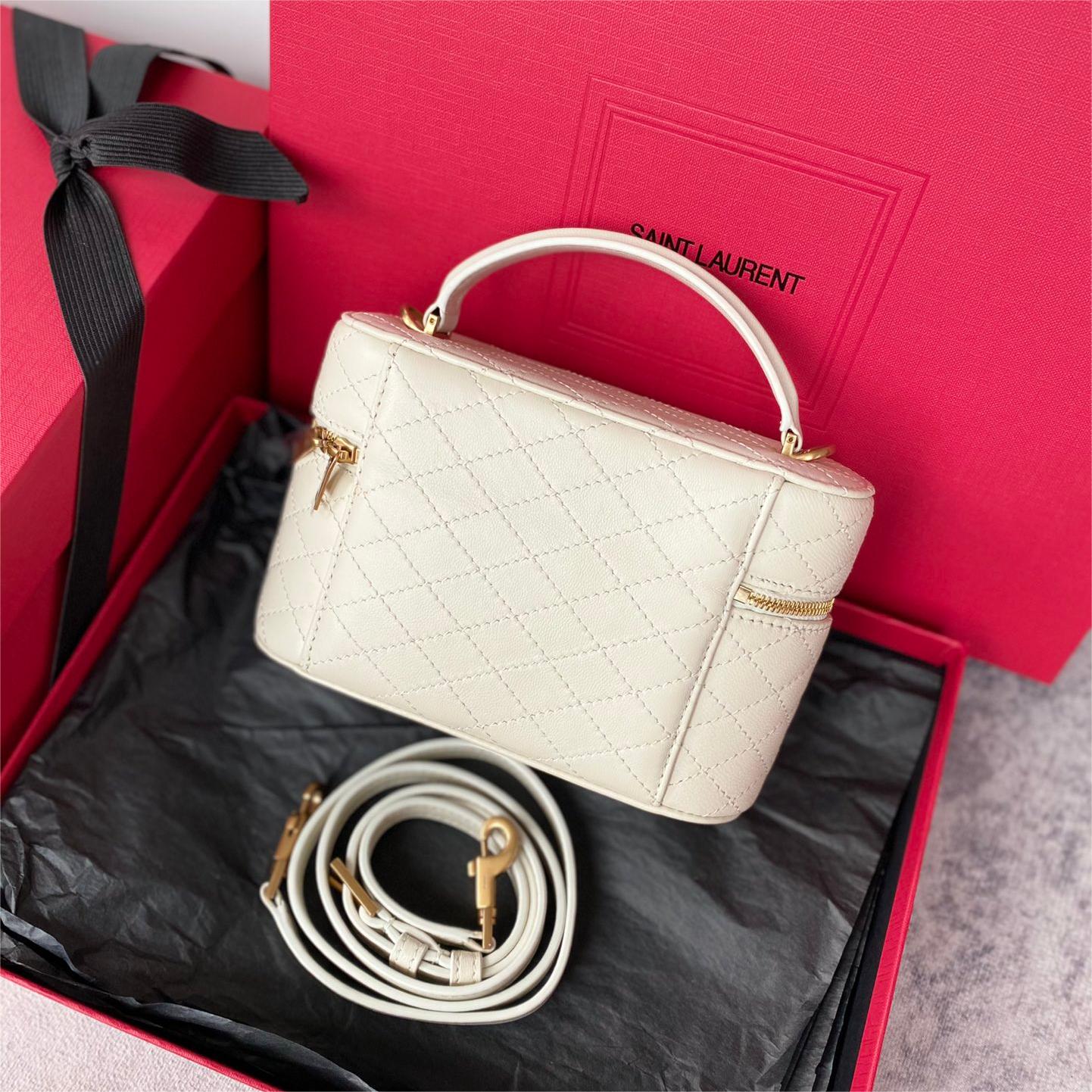 YSL-Sheepskin leather shoulder straps, hand-held bag, makeup bag